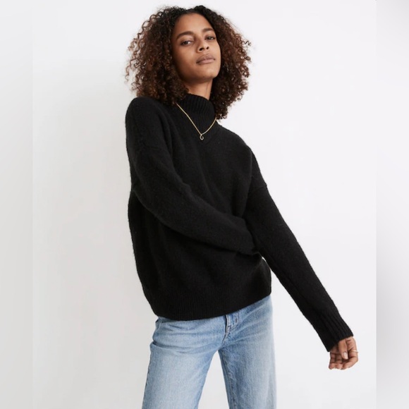 Madewell Black Dillon Mockneck Pullover Sweater